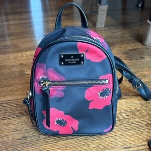 Kate Spade Floral Backpack in Black and Red